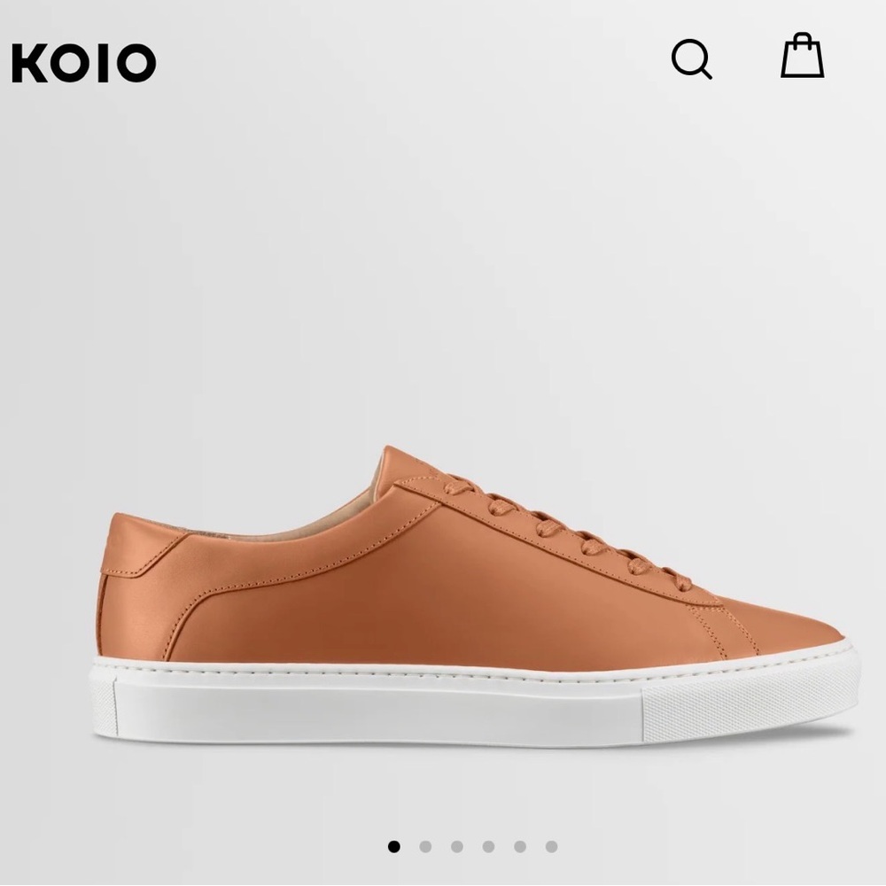 KOIO Men's Italian Leather Low-Top Sneakers with White Sole Sz 8 41